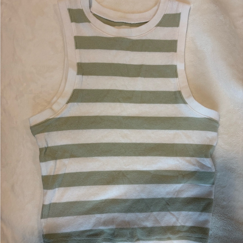 Hollister Kids Tank Top in Olive and White Stripes